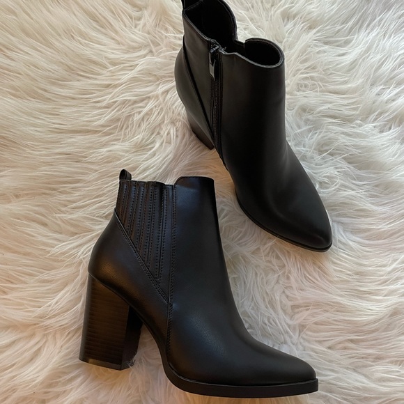 Black Faux Leather Ankle Booties - Picture 8 of 16